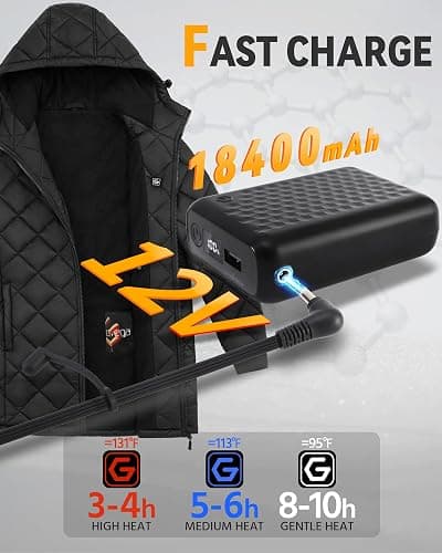 Wulcea Graphene Heated Jacket For Women 12V 18400mAh Fast Charge Large Capacity Battery thumbnail 3