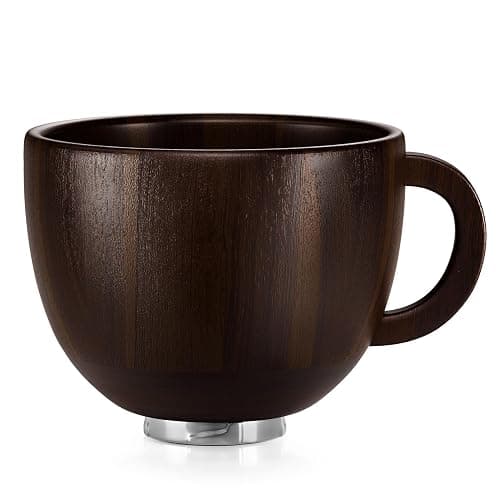SpaceAid Wooden Bowl with Handle, Kitchen Space Aid Acacia Wood Mixing Bowls Holder for Stand Mixer, Compatible with 4.5 & 5 QT Tilt-Head Models Kitchen, Dark Wood - Image 1