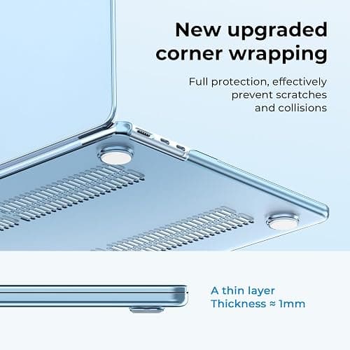 EooCoo Case Compatible with MacBook Air 13 inch M4 2026 2025-2022 M3 M2 A3240 A3113 A2681, Crystal Hard Shell Scratch Resistant Protective Cover Compatible for MacBook Air 13.6 inch Case, Sky Blue thumbnail 5