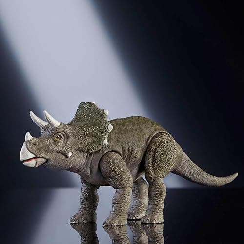 Jurassic World Collection Hammond Tricératops Figurine articulée de jeune dinosaure, conception haut de gamme fidèle au film, yeux en verre et 14 points d’articulation, JDJ07 thumbnail 5