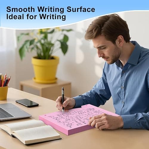 Pink Loose Leaf Paper 100 Sheets 8" x 10.5" Filler Paper, College Ruled 3-Hole Punched, Notebook Paper for 3-Ring Binders Notepad Writing Note Pads To-Do Lists for Office & School Supplies thumbnail 2