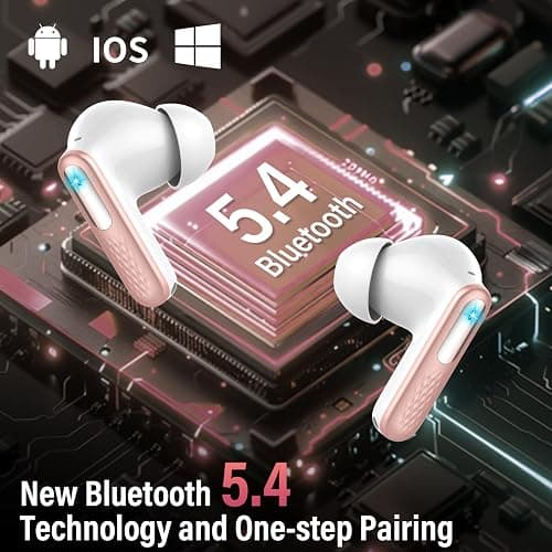 Wireless Earbuds, Bluetooth 5.4 Ear Buds with Multifunctional Touch Screen, Bass Stereo Sound, ANC/ENC Noise-Canceling MIC, IPX7 Waterproof, 48H Bluetooth Earphones with 5 EQ Modes, Rose Gold thumbnail 7
