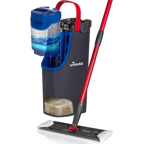 Vileda H2PrO Flat Mop & Bucket Set 100% Separate Clean and Dirty Water | Mop with Clean Water, Compact Storage, White Microfibre Refill, Hygienic Cleaning System, Frustration-Free Packaging - Image 1