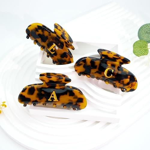 Fohufo Initial Cute Hair Clips - Tortoise Shell Letter Elegant Hair Claw Clips, Fashion Glitter Claw Clips Durable Hair Clips, Wedding Gift, Bridesmaid Gifts, Birthday Gifts, Christmas Gift, Letter J thumbnail 2