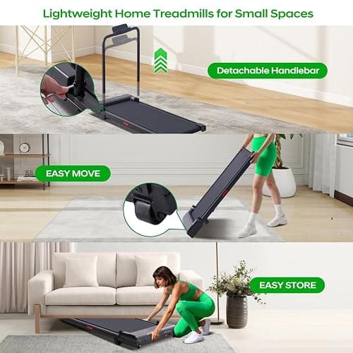 Electric Walking Pad with Handle Bar, 3.5HP Compact Walking Pads Treadmill with Handles, 0.6-10.0MPH Portable Small Treadmills for Home Office Apartment Small Spaces, 400LBS with Big Screen thumbnail 9