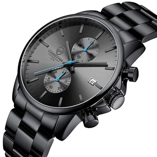 GOLDEN HOUR Fashion Business Mens Watches with Stainless Steel Waterproof Chronograph Quartz Watch for Men, Auto Date thumbnail 2