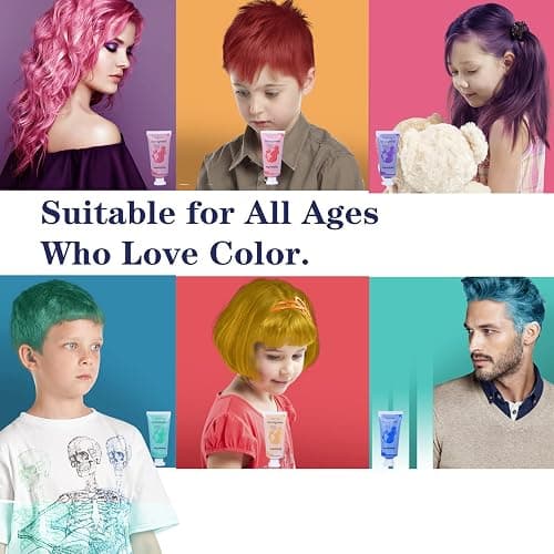 HaiolorPro Hair Chalk for Kids Washable, Temporary Hair Colour Wax Kit for Girls, Temporary Hair Dye for Dark Hair，6 PCS Temporary Hair Color Spray for Kids Girls Gifts 6 7 8 9 10 11 12 13 Years Old thumbnail 2