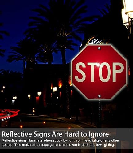 Stop Sign, Street Slow Warning Reflective Signs, 12 x 12 Inches Octagon, .040 Rust Free Aluminum, UV Protected and Waterproof, Weather Resistant, Durable Ink, Easy to Mount thumbnail 6