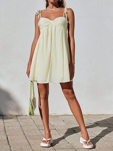 Narecte Casual Summer Dresses for Women 2025 Flowy Sun Dress Mini Slip Dress Cute Spaghetti Strap Dress thumbnail 3