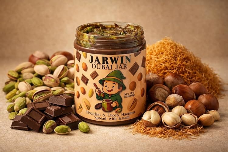 Velvet Chocolate Jarwin Dubai Dessert Jar – Pistachio Cream with Kunafa & Chocolate Hazelnut Layers, 10oz | Handmade Luxury Middle Eastern Sweet thumbnail 6