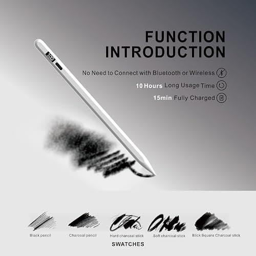Stylus Pen for iPad 2025-2018 with LED Power Display, 15Mins Fast Charge,Tilt Sensitivity Pencil for iPad 10/9/8/7/6th,11th A16,Air 11/13 M2/M3,Pro 11/13 M4,Pro 12.9",Air 5/4/3,Mini 7/6/5(White) thumbnail 8