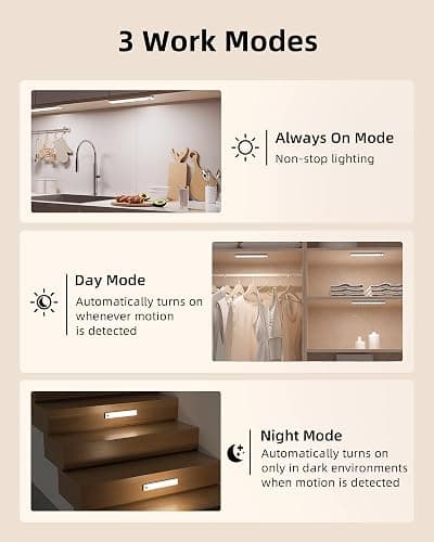 EZVALO 6-Pack Under Cabinet Lighting with Charging Station, 2000mAh Rechargeable Wireless Motion Sensor Lights, 3 Color Temps, Dimmable, Timer, Magnetic, with Remote Control for Kitchen, Closet, Stair thumbnail 7