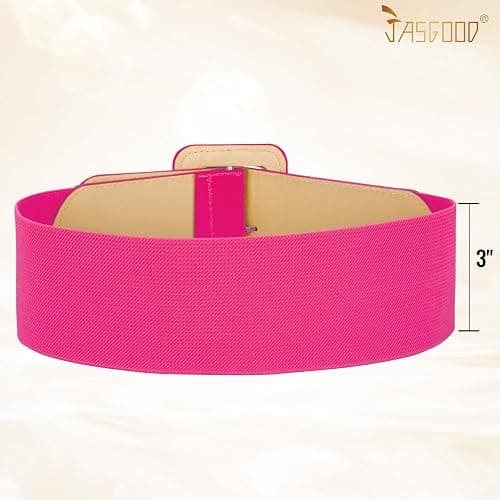 JASGOOD Women Wide Stretchy Belt Vintage Elastic Waist Belt for Dresses Fashion Ladies Waist Belt with Patent Square Buckle thumbnail 5
