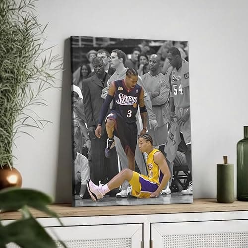 B.B.F MAKE Basketball Canvas Wall Art, Iverson and Tyronn Lue Poster Prints NBA Star Artwork Decoration Motivational Sports Wall Decor for Gym Office Home Dorm Bedroom Living Room, Framed 8x10inch thumbnail 8