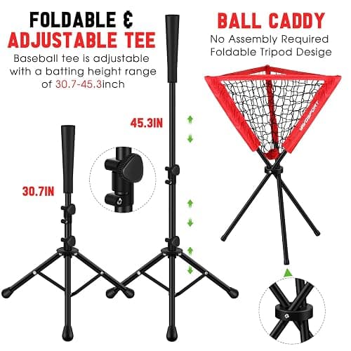 VAVOSPORT 7x7' Baseball Net Set - Portable Softball & Baseball Net, Batting Tee, Ball Caddy, Strike Zone, Training Equipment for Youth Practice thumbnail 4