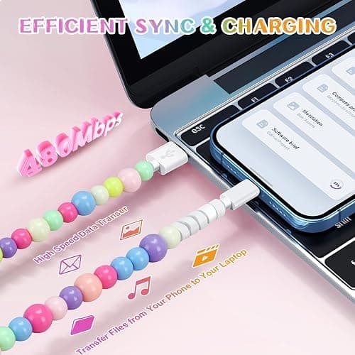 Aolcev for iPhone Charging Cord 3.3FT [MFi Certified] 66W Fast Charger Cable Cute Beaded Phone Charger Cord USB A Charging Cable for iPhone 14 13 12 11 Pro Max 8 7 6 Plus iPad Pro/Air/Mini Colored thumbnail 2