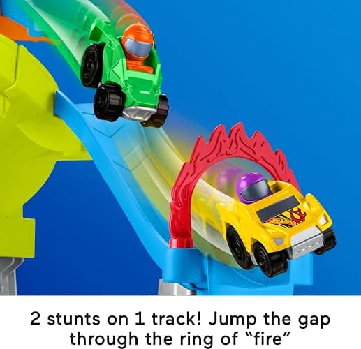 Fisher-Price Little People Toddler Toy Hot Wheels Spiral Stunt Speedway Race Track Playset with 2 Cars for Pretend Play Kids Ages 18+ Months thumbnail 5