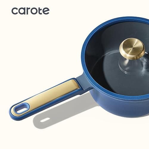 CAROTE Ceramic Cookwar Set, Pots and Pan Set Non Stick 16 Piece, Cookware Set Kitchen Cooking Set Non Toxic, PFAS PTFE Free, Blue thumbnail 5