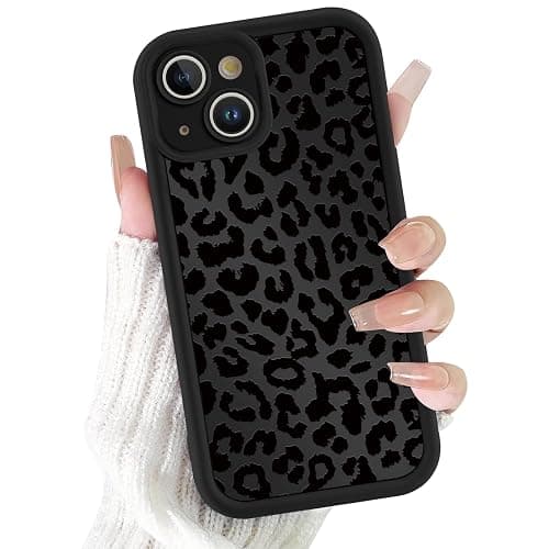 lioscre Cute Cheetah Print Phone Case for iPhone 14 Case 6.1", Aesthetic Luxury Black Leopard Pattern Design Cover Shockproof Soft Slim TPU Full Camera Lens Protective Funda for Women Girls - Image 1
