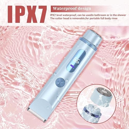 Bikini Trimmer for Women 2in1 High Power Epilators Hair Removal Waterproof Electric Razors Women's Electric Razor Pubic Hair Trimmer Shaver for Women for Ladies Pubic, Face, Underarms, Legs (Blue) thumbnail 6