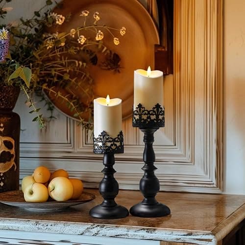 Homemory 6"x3" Outdoor Waterproof Flameless Candles, LED Candles, Battery Operated Candles with Remote and Timers, Electric Fake Plastic Pillar Candles, Ivory White, Set of 2 thumbnail 5