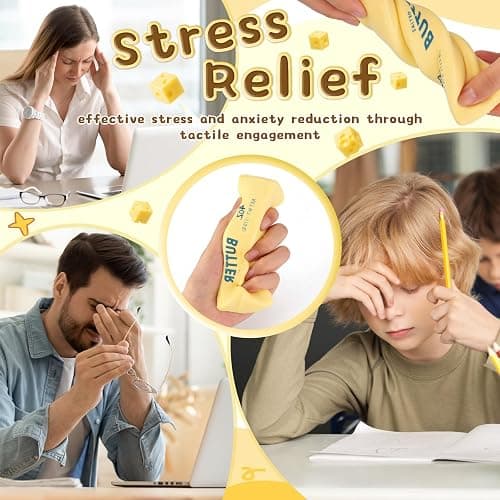 2PCS Slow Rebound Cute Butter Squeeze Stress Balls, 2026 New Realistic Big Squishy Butter Stick Squeeze Toys, Soft Stress Relief Squeeze Ball Toy for Anxiety Hand Relax thumbnail 5