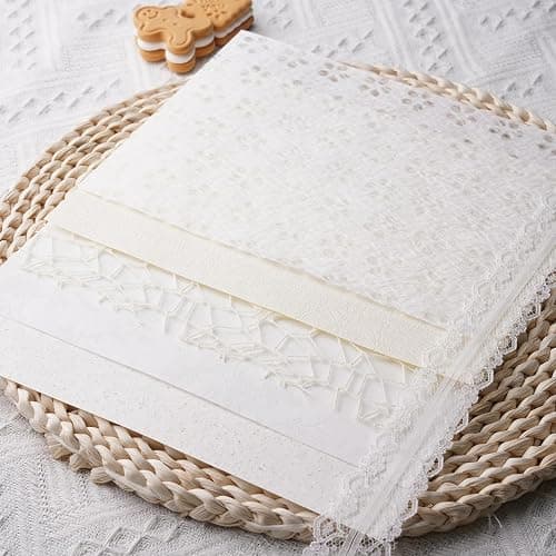 LewuwoPoing 15Pcs Handmade Scrapbook Art Paper Craft Textured Paper Colorful A5 sheet Mesh Special Paper Mix for Scrapbooking Junk Journal Journaling Supplies DIY Materials,5.8x8.2 inches (White) thumbnail 7