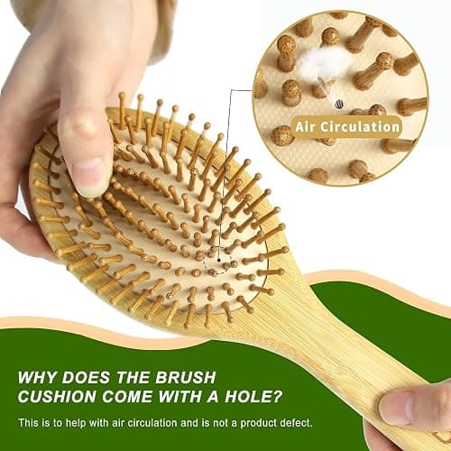 MRD Hair Brush Set, Natural Bamboo Comb Paddle Detangling Hairbrush, Wide-tooth and tail comb No Bristle, suit for Women Men and Kids Thick/Thin/Curly/Dry Hair Gift kit thumbnail 2
