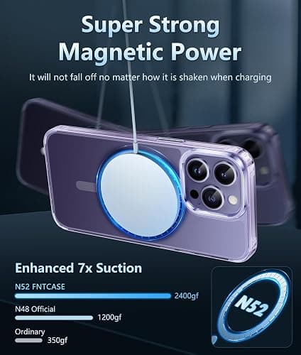 FNTCASE for iPhone 14 Pro Case: for iPhone 13 Pro Case Clear Magnetic Drop Protective Slim Cases | Transparent Shockproof Thin Anti-Yellowing Cover & Shatterproof Rugged Hard Crystal TPU Phonecase - for iPhone 14 Pro 6.1inch - Clear thumbnail 4