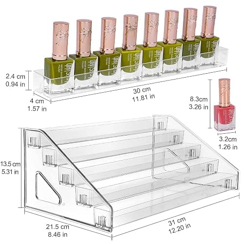 JessLab Nail Polish Organizer, 5-Tier Clear Acrylic Nail Polish Rack Essential Oil Holder Cosmetic Display Case Makeup Organizer Cosmetics Storage for Bathroom Vanity Countertop thumbnail 3