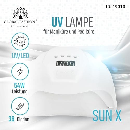 Global Fashion SunX 54W UV-LED-Nageltrockner Nagellampe für Gelpolitur, UV-Lichthärtungslampe mit 4 Timern, perfekt für Maniküre und Pediküre, Nagellack UV-Lampe thumbnail 2