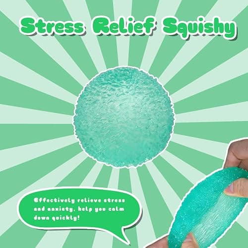 Textured Squishy Stress Ball 6cm/2.36in for Kids Ages 3+ & Adults, Sensory Squeeze Toy, Birthday Party Favor, Easter Basket Stuffer & Goodie Bag Filler(Green) thumbnail 4