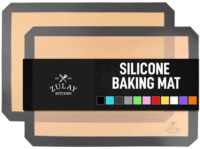Zulay Kitchen Silicone Baking Mat Set – 2-Pack 16.5″ × 11.6″ Reusable Non-Stick Silicone Baking Sheets, Food-Safe, Heat-Resistant up to 250°F – Perfect for Cookies, Pastries & Oven Use (Dark Gray) - Image 1