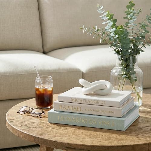 Fveuc Linen Faux Book Box Set of 3, Decorative Books for Shelves, Fake Books for Decoration with Secret Compartment, Modern Aesthetic Table Decor, Linen Covered Hollow Book Box (Greyish-Beige-White) thumbnail 2