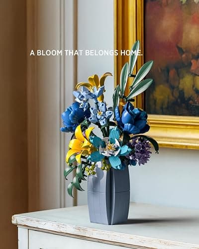 Nifeliz Wildflower Bouquet with Vase Model Toy, Botanical Building Set for Adults, Flower Arrangement for Home or Office Decor, Nature-Inspired Gift for Floral Enthusiasts (902 PCS, NF10337) thumbnail 3