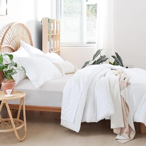 weigelia White Full Comforter Set with Sheets - 7 Pieces Bed in a Bag Full | All Season, Boho Style, Soft Lightweight Bedding Set with Sheets, Pillow Shams, Pillowcases thumbnail 6
