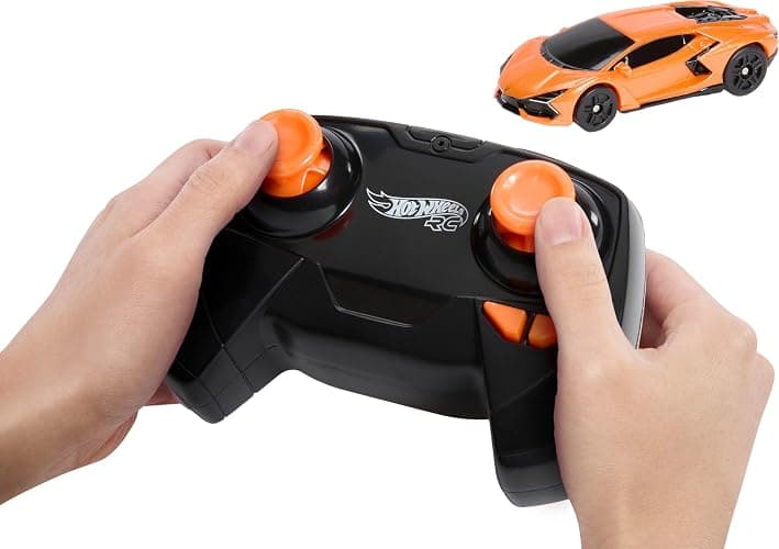 Hot Wheels RC Toy Car, Remote-Control Lamborghini Revuelto in 1:64 Scale, Recharge with USB Cable, Races & Stunts On- and Off-Track with Turbo Boost thumbnail 3