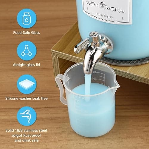 2-Pack Glass Laundry Detergent Dispenser with Stand, 106oz Leak-Proof Glass Fabric Softener Dispenser- Laundry Soap Dispenser-Reusable Container for Kitchen & Bathroom Storage thumbnail 4