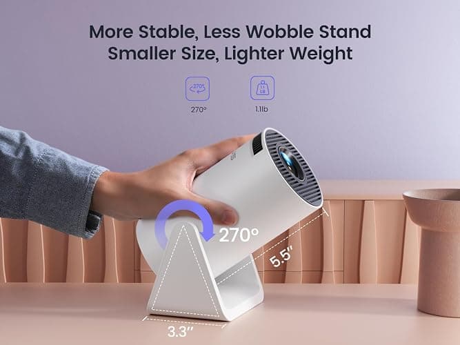 [270°Adjustable Stand] Mini Projector with 5G WiFi and Bluetooth, WiMiUS S27 Portable Projector 1080P, 200" Screen Bluetooth Projector, Auto Keystone Outdoor Projector for Phone/TV Stick/HDMI/PS5 thumbnail 3