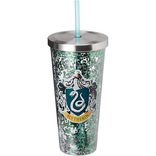 Spoontiques - Harry Potter Tumbler - Slytherin Glitter Cup with Straw - 20 oz - Acrylic - Green - Image 1