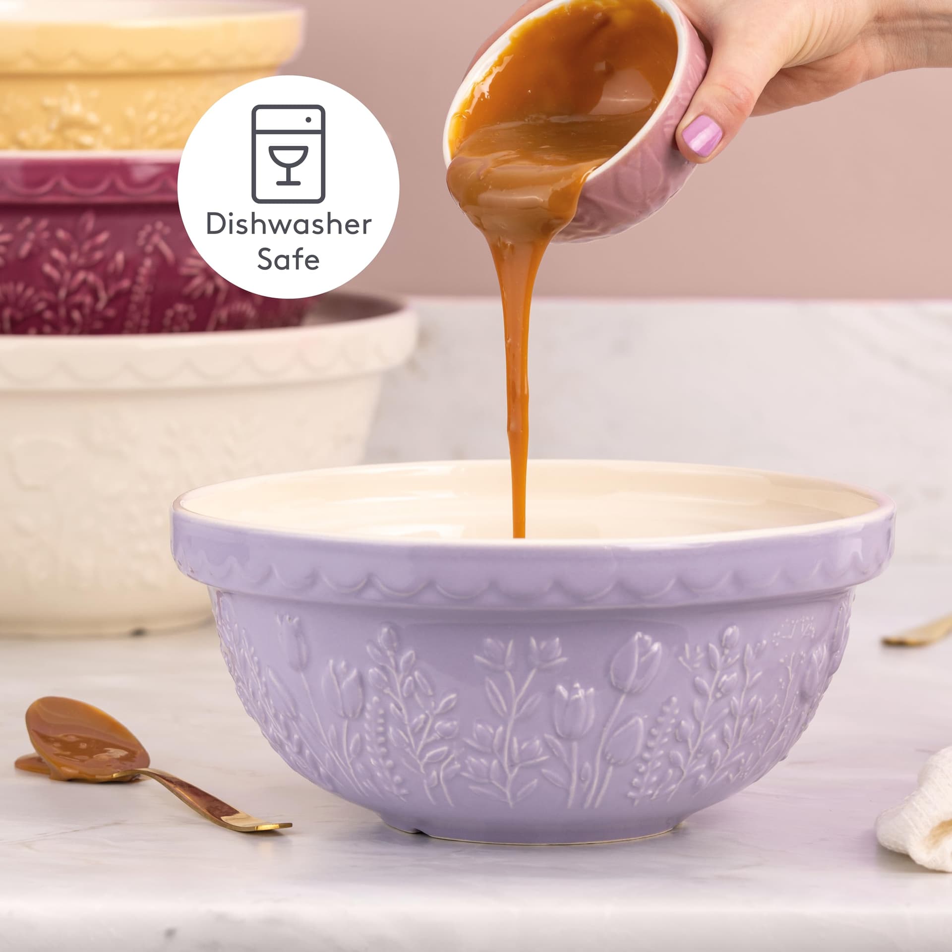 Mason Cash in The Meadow Lilac Tulip Mixing Bowl, 24 cm/2 Litre thumbnail 6