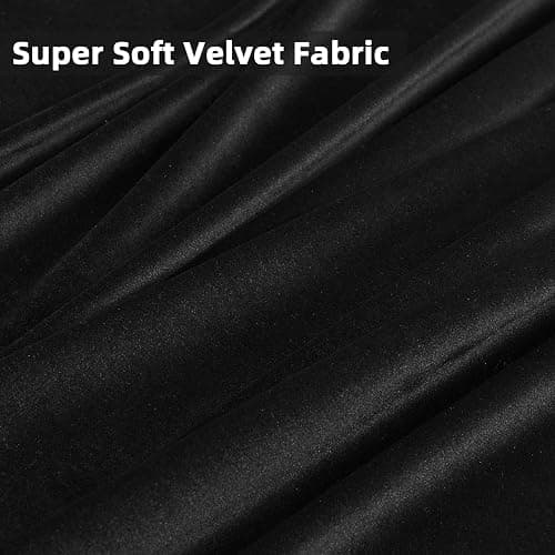 Joydeco Black Velvet Curtains 96 inch Length 2 Panels, Luxury Blackout Rod Pocket Thermal Insulated Window Curtains, Super Soft Room Darkening Drapes for Living Dining Room Bedroom,W52 x L96 inches thumbnail 5