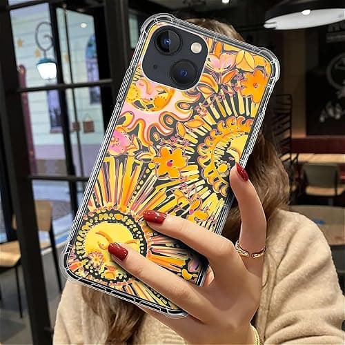 Cute Case for iPhone 14 Plus,Retro Sunshine Unique Shockproof Slim Fit Clear Cover Protective Anti-Scratch Phone Cases for Women Men thumbnail 4