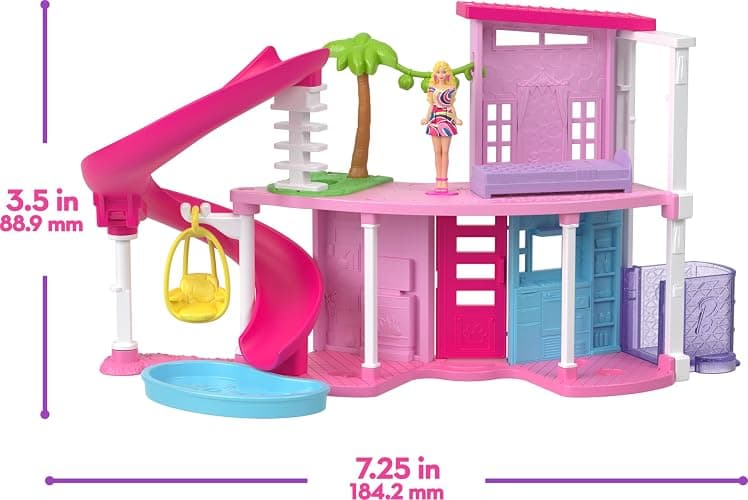 Barbie Mini BarbieLand DreamHouse & 3-Vehicle Playset with 4 1.5-Inch Dolls, Doll House Furniture & Accessories, Includes DreamCamper, Toy Boat & Plane thumbnail 4