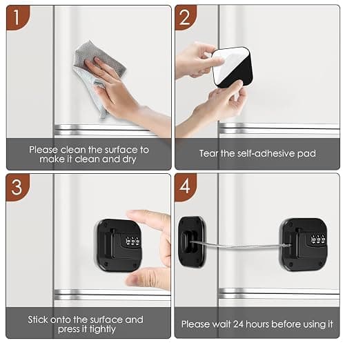 Himake Refrigerator Lock, Combination Lock for Refrigerator Cabinets, Drawers, Heavy Duty Fridge Lock, Easy Install No Keys Needed (2 Pack) thumbnail 5