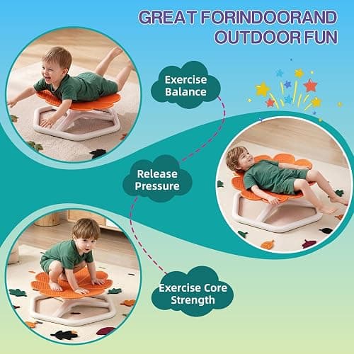 Sensorischer Drehstuhl für Kinder, Drehstuhl für Kinder mit Autismus, Fördert die Körperliche Koordination und Das Gleichgewicht, Sensorisches Spielzeug für Jungen und Mädchen mit Autismus, Orange thumbnail 5