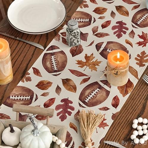 Artoid Mode 210 GSM Fall Table Runner Home Party Decor 13x72 Inch | Rugby Maple Leaves Football, Seasonal Kitchen Dining Table Decoration thumbnail 7