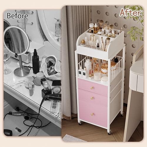 Makeup Organizer Storage Cart with Drawers Rolling Makeup Cart with Wheels | Girls Makeup Drawers Make up Organizer Makeup Storage Cabinet Bathroom Cart for Cosmetics Nail Polish Art Supply thumbnail 6