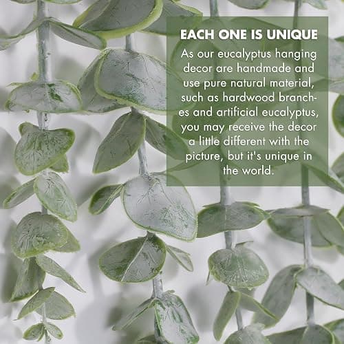Bestjing Artificial Eucalyptus Wall Hanging Decor - Fake Eucalyptus Leaves Greenery Vines Wall Hanging Plants - Farmhouse Rustic Boho Decor for Bathroom Bedroom Livingroom Decorations thumbnail 4