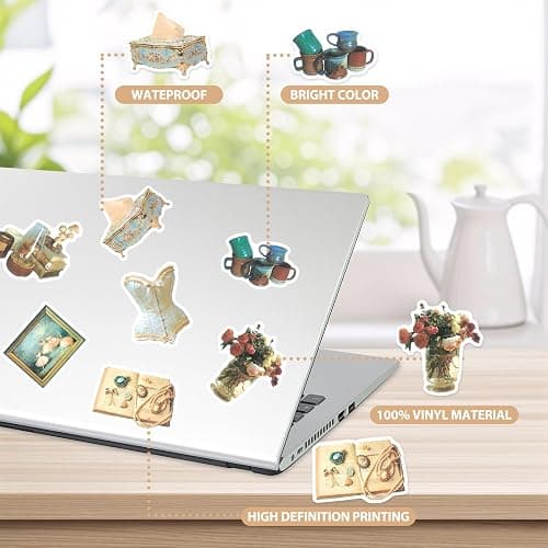 310 PCS Vintage Stickers, Scrapbook Sticker, Aesthetic Stickers for Adults Teens Girls, Waterproof Retro Design Vinyl Decals for Water Bottles, Scrapbooking, Journaling, Laptop, Kindle, Luggage thumbnail 5